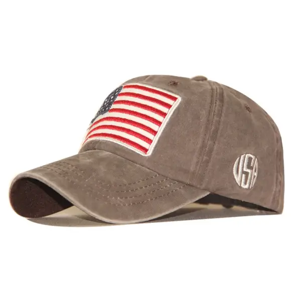 Wholesale Classic American Flag Baseball Cap Pure Cotton Washed Retro Hat Unisex Winter Flat Brim Hat Suitable For Men And Women