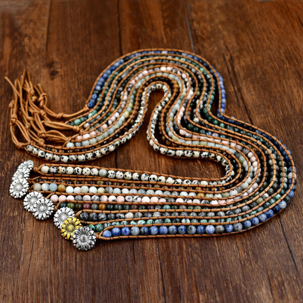 Wholesale Natural Stone Hand-woven Bracelet Women's Bohemian Style Multi-layer Winding Hand Rope Tiger Eye Stone Bracelet