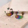 Wholesale 1 Pair/Package Casual Modern Style Simple Style C Shape Fish Scales Handmade Polishing Plating 304 Stainless Steel 18K Gold Plated Plating Color Rose Gold Plated Ear Studs
