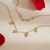 Wholesale Waterproof Non Tarnish Letter Necklace For Women With 18K Gold Plated PVD 304 Stainless Steel And Rhinestones