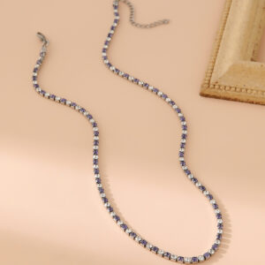 1:1 light purple color 3mm silver necklace
