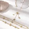 Wholesale Asymmetrical Flowers Jewelry Set For Women With 18K Real Gold Plated 304 Stainless Steel And PVD Coated Cable Chain