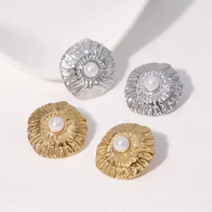Wholesale PVD Coated Real Gold Plated 18K Gold Irregular 304 Stainless Steel Elegant Sweet Simple Style Waterproof Non Tarnish Ear Studs