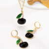Wholesale 3 Pieces/Set Fashion Elegant Luxury Rhinestone Cherry Necklace Earrings suit Girlfriend Valentine's Day Jewelry