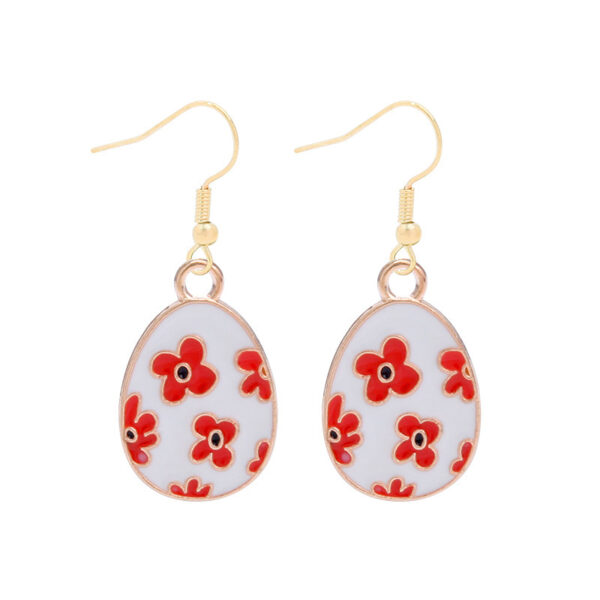 oly-60bc880647585149704b754f948d75d1 Wholesale Easter Egg Ear Hook Earrings Alloy Color Oil Dropping Wave Pendant Spring Carnival Party Jewelry
