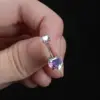 oly-60c100e465e203a031c8d9c15a73b8c9 Wholesale Fashion Heart Shape Stainless Steel Inlaid Zircon Belly Ring 1 Piece
