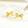 Wholesale Asymmetrical Bow Tie Stud Earrings For Women In 304 Stainless Steel With 18K Real Gold PVD Coated Plating And 0.03µm Thickness