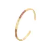 Wholesale Round Inlay Copper Cuff Bracelet For Women With Electroplated Gold Plating And Rhinestone Details