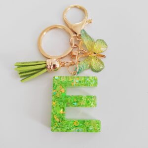Green letter key chain pendant-E