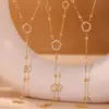 Wholesale 5A Zirconia Flower Small Beads Glue Diamond Lockbone Necklace 18K Gold Plated Stainless Steel Versatile Y-Shaped Jewelry Accessory