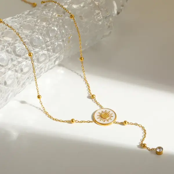 Wholesale Sun Independence Day Jewelry Set For Unisex Featuring 304 Stainless Steel With 18K Real Gold Plated Ball Chain