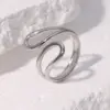 Wholesale Trendy Stainless Steel Titanium Steel Open Ring For Women Simple Geometric Lines Fashionable Versatile Minimalist Style Ring
