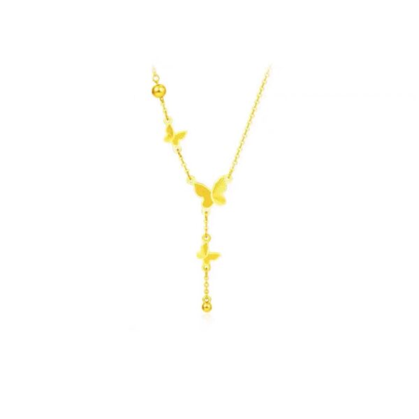 Wholesale Titanium Steel Necklace Butterfly Tassel Necklace Women's 18K Gold Plated Exquisite Versatile High-End Clavicle Chain Pendant