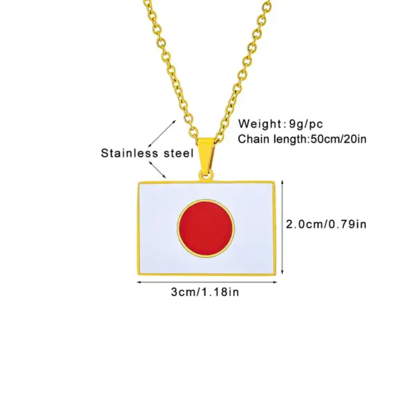 Wholesale 201 Stainless Steel East Asia Japan Flag Pendant Necklace For Men And Women Couples Fashion Patriotic Jewelry Accessories Water Plating