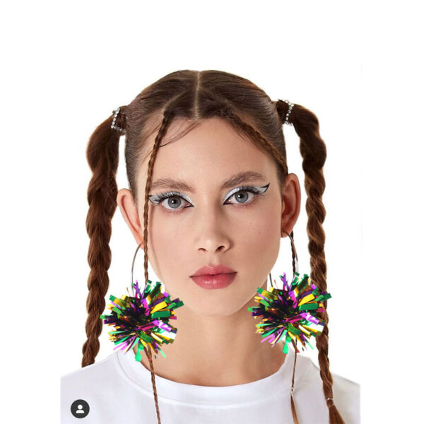 oly-60ed499c64f47ef3a5bf8d1be62119db Wholesale Carnival Decorative Earrings Colorful Bright Silk Hair Ball Earrings Personality Exaggerated Holiday Party Jewelry