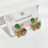 Wholesale Earrings Studs Cat's Eye Stone Heart Cast Earrings Titanium Steel Earrings For Banquet Fashion Show
