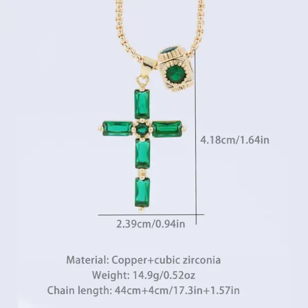 Wholesale 1 Pcs Green Series Cross Creative Pendant Copper Plating 18K Gold Inlaid Cubic Zirconia Necklace With Piercing Love Heart Dot Accessories Removable Wear Simple Fashion For Men Women Daily Wear