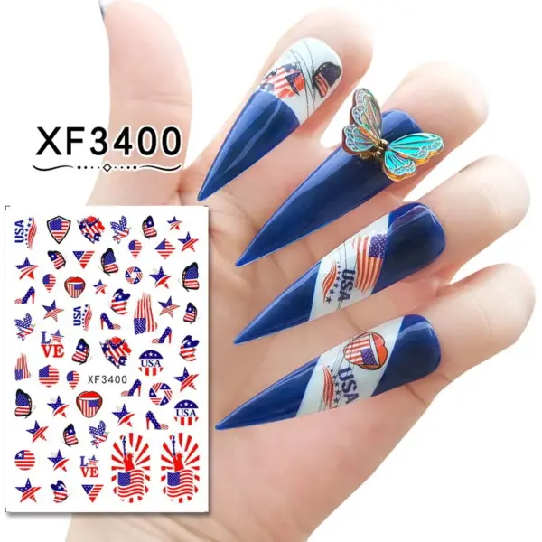 oly-60f29a8e6fb3ff460ffeb1cb6877c542 Wholesale Independence Day Series American Flag Manicure Stickers Nail Stickers 8 Set Manicure Accessories