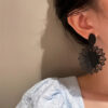 Wholesale South Korea Exaggerated Mori Style Black Flower Earrings Super Fairy Girl Elegant Internet Celebrity Earrings for Women