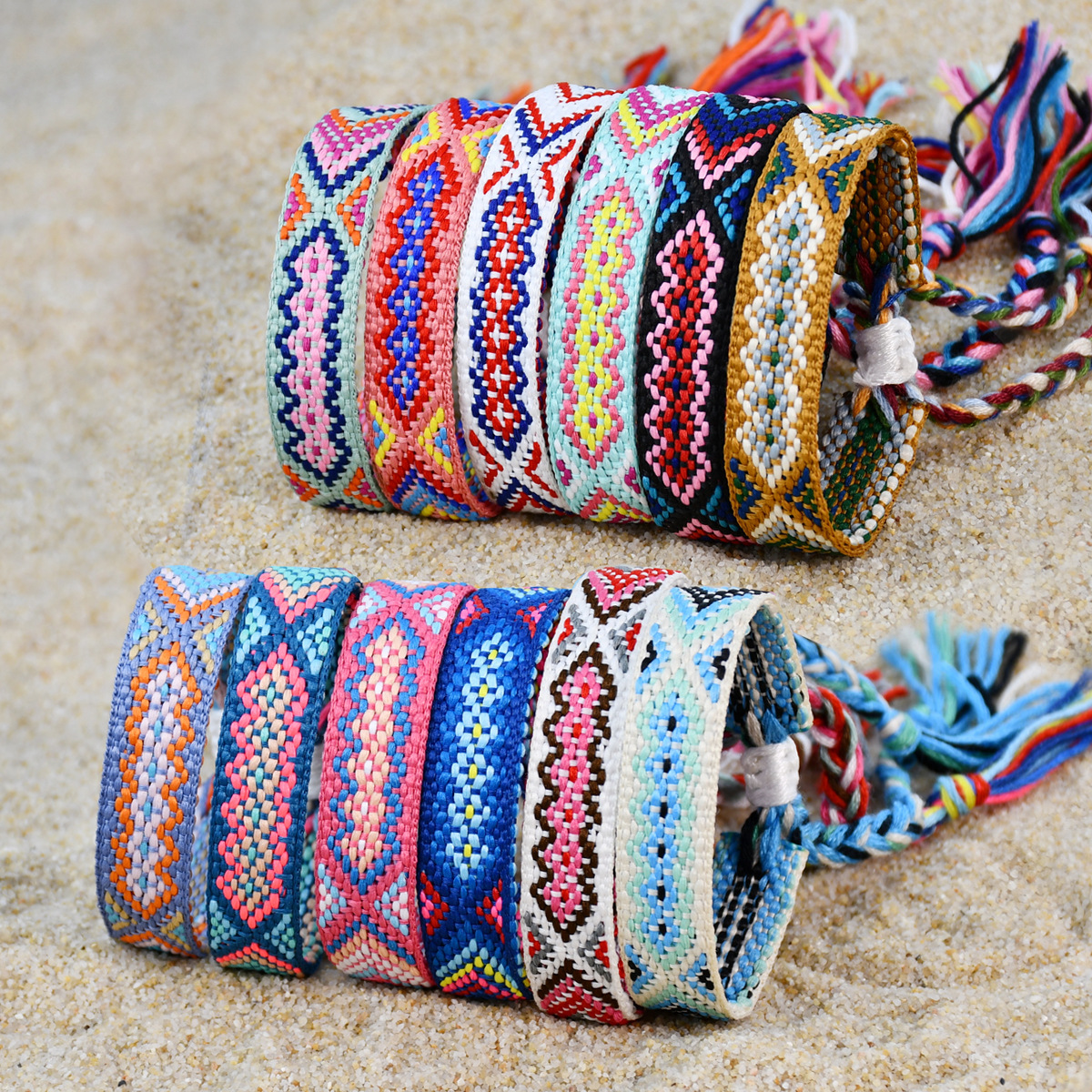 Wholesale Nepal ethnic style hand-woven bracelet women's colorful tassel lucky friendship hand rope cross-border jewelry