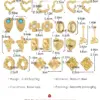 Wholesale 304 Stainless Steel Heart Shape Flower PVD Coated Gold Plated Vintage Style Simple Style Waterproof Non Tarnish Gold Ear Studs