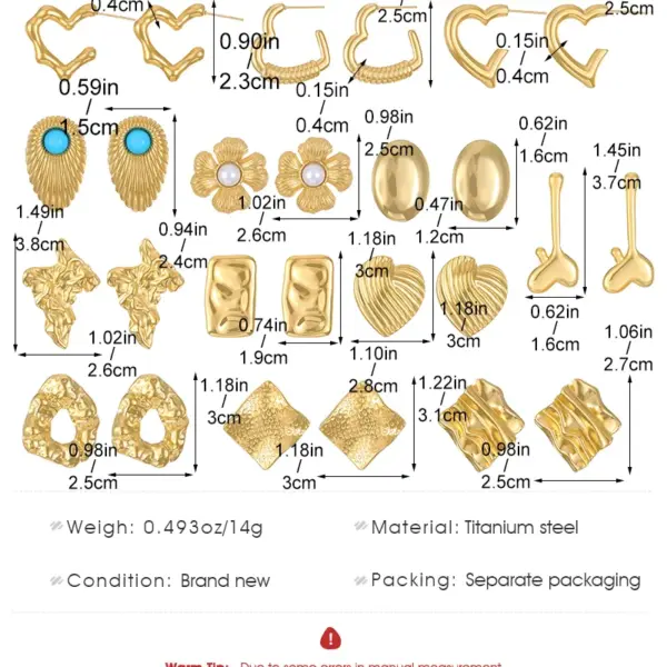 Wholesale 304 Stainless Steel Heart Shape Flower PVD Coated Gold Plated Vintage Style Simple Style Waterproof Non Tarnish Gold Ear Studs
