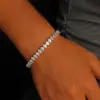 Wholesale Adjustable French Style Full Drill 5mm Oval Zircon Single Row Women's Bracelet Elegant Travel Jewelry Stainless Steel 18K Gold Plated