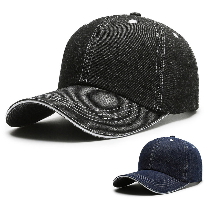 Wholesale in stock Denim baseball cap bare cap outdoor Denim monochrome dome big brim sunshade hat cross-border hot sale