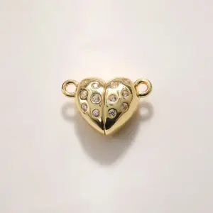A988 Gold Zircon Magnetic Detachable Double Heart Pendant