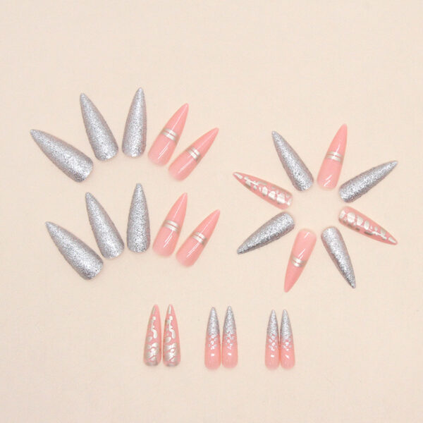 Wholesale Long pointed flash leopard nail art gold foil line leopard spot girls nail 24 box