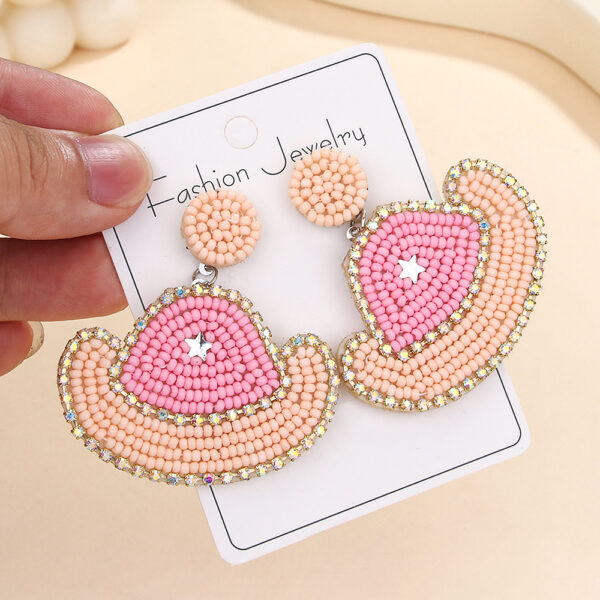 Wholesale Western Cowboy Hat Beaded Earrings Cowboy Hand-woven Earrings Bohemia