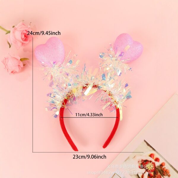 oly-614257eb7540475b311c7e196f8992d8 Wholesale Valentine's Day Heart Shaped Love Glitter Hair Hoop Red Three-dimensional Love Foam Party Heart Sequin Headband