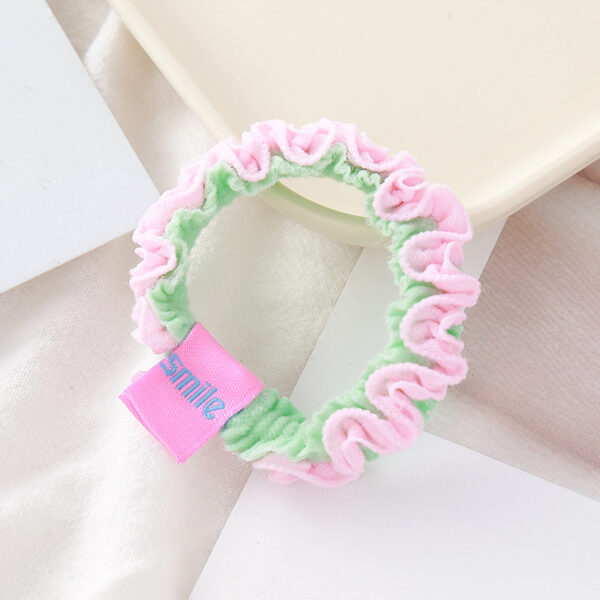 Wholesale High-elasticity fabric lace hair tie, color-blocked hair tie, handmade high ponytail hair rope, hair accessory