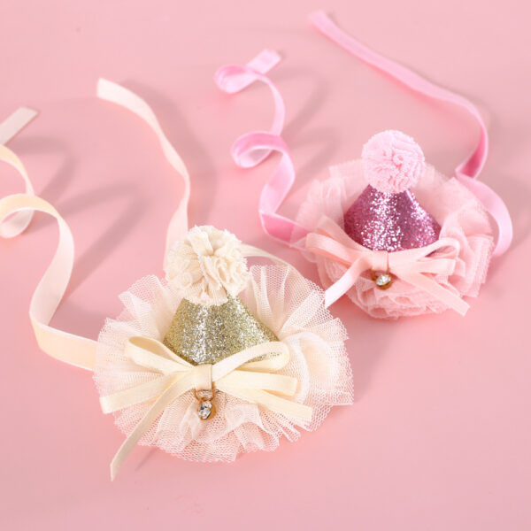oly-6157fba453b9b3ab4120c39bea52049f Wholesale Pet Cat Dog Fairy Lace Sequins Stereo Birthday Hat Five-pointed Star Headdress Bow Wedding Princess