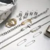 Wholesale 304 Stainless Steel Paper Clip Heart Shape PVD Coated Real Gold Plated Casual Sexy Romantic Waterproof Non Tarnish Plating Cuban Link Chain Curb Chain Cable Chain Tennis Chain Rings Bracelets Earrings