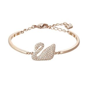 Rose gold white swan bracelet