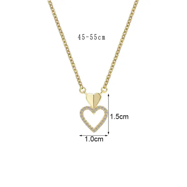 Wholesale Simple Style Cross Heart Shape Copper Plating Inlay Zircon 18k Gold Plated Pendant Necklace
