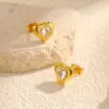 Wholesale 1 Pair Simple Style Heart Shape 201 Stainless Steel Ear Studs