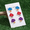 Wholesale 3-piece Creative Mushroom Earrings Handmade Multicolor Polo Mushroom Umbrella Skirt Pendant Acrylic Earrings