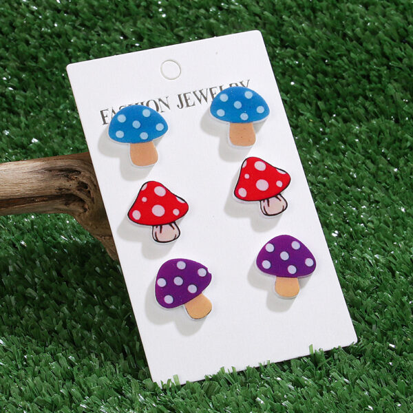 Wholesale 3-piece Creative Mushroom Earrings Handmade Multicolor Polo Mushroom Umbrella Skirt Pendant Acrylic Earrings