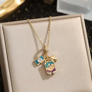 81390 Airplane Three-Piece Set Necklace / Gold
