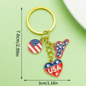 Gold Blue American Independence Day USA Flag Hat Keychain - 6.2g - ER1669