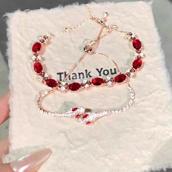 oly-61c8f8f0f50da5ea62872d5a24cbc5a0 Wholesale Super Flash Red Zircon Bracelet Women's High-end Fashion All-match Red Spirit Snake Niche Personality Bracelet