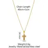 Wholesale Women’s Cross Pendant Necklace With Machine Inlaid Rhinestones, 18K Real Gold Plated 304 Stainless Steel, PVD Coated Cable Chain