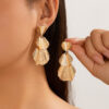 Wholesale Ig personality double-layer five-petal flower earrings vintage striped leaves tassel earrings
