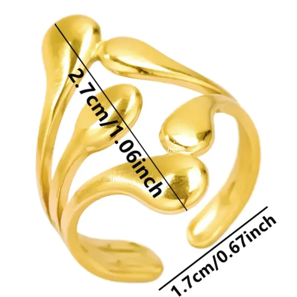 Wholesale Ion Plating (IP) Real Gold Plated 18K Gold Geometric 304 Stainless Steel Simple Style Waterproof Non Tarnish Open Rings