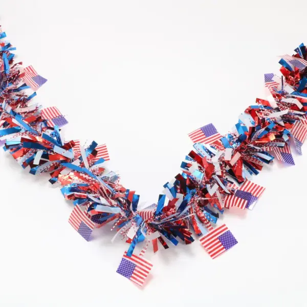 Wholesale Flag Bunting Colorful Strips Festival Atmosphere Supplies Independence Day Bunting Ribbon Festival Decoration Plastic Material