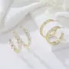 Wholesale C Shape Stud Earrings For Women In Copper With Zircon Inlay And 925 Sterling Silver Posts, New Style