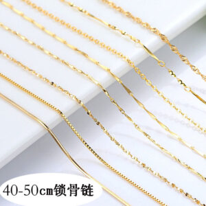Wholesale Silver Balance Plated 14K Necklace Women's Chain Clavicle Chain Plated Gold Color 18k Color Gold Color Silver Chain Bare Chain Not Falling