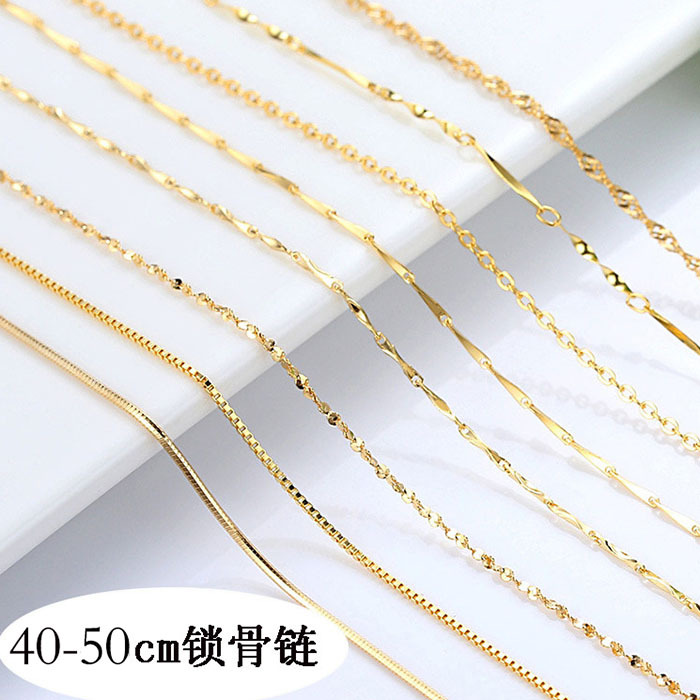 Wholesale Silver Balance Plated 14K Necklace Women's Chain Clavicle Chain Plated Gold Color 18k Color Gold Color Silver Chain Bare Chain Not Falling
